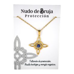 Colgante acero dorado Nudo de Bruja Lapislazuli -6