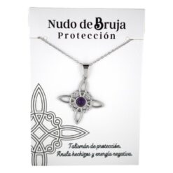 Colgante acero plateado Nudo de Bruja Amatista - 6