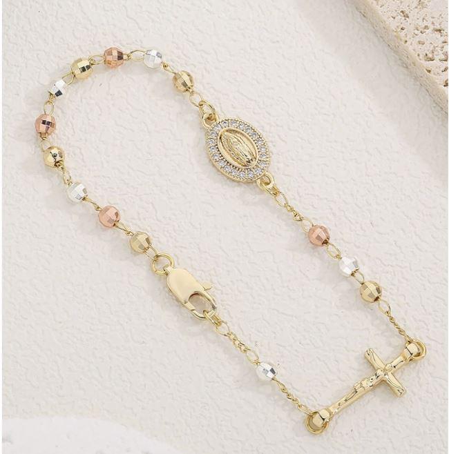Pulsera Rosario Acero Dorado - 7