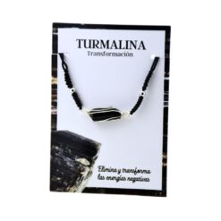 Pulsera Tejida Negra con Turmalina en Bruto