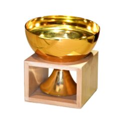 Quemador copa metal con soporte madera