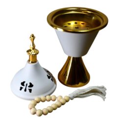 Quemador metal copa pulsera bolas madera