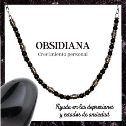 Collar Acero con Obsidiana - 6