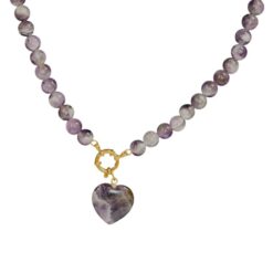 Collar Mineral Amatista 8mm Corazón - 9