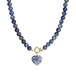 Collar Mineral Lapislázuli 8mm Corazón - 9