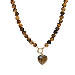 Collar Mineral Ojo de Tigre 8mm Corazón - 9