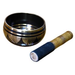 Cuenco Tibetano Bronce Flor vida Negro 11cm BS-001