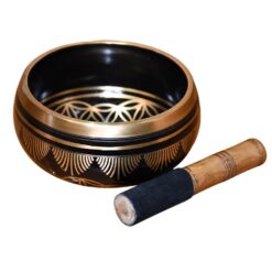 Cuenco Tibetano Bronce Flor vida Negro15cm BS-001B