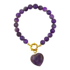 Pulsera Mineral Amatista 8mm Corazón - 6