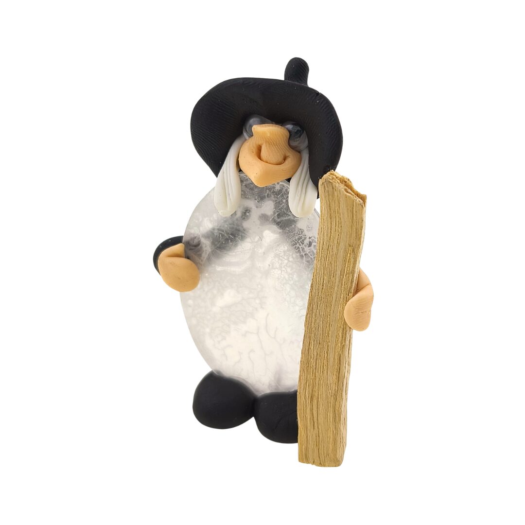 Brujita de Selenita con Palo Santo 7cm