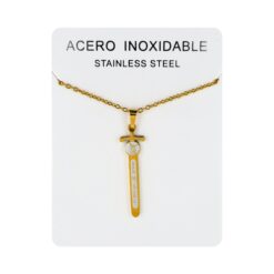 Colgante Espada Acero Dorado San Miguel Arcángel Mediana