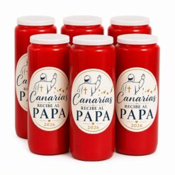 Pack 6 Novenas Rojas Canarias Recibe al Papa 2026 – Velón Ecológico
