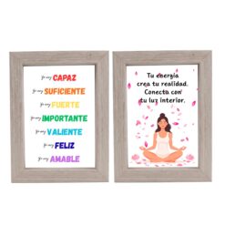 Cuadro Motivacional Doble Cara Meditación y Afirmaciones - Claro