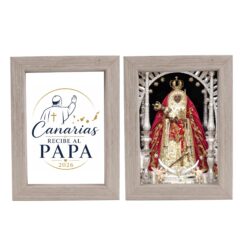 Cuadro Religioso Doble Cara Virgen de la Candelaria y Papa 2026 Canarias - Claro