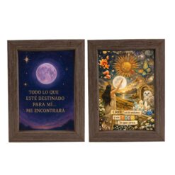 Cuadro Espiritual Doble Cara Luna y Mensaje Motivacional - Oscuro