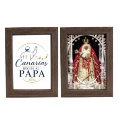 Cuadro Religioso Doble Cara Virgen de la Candelaria y Papa 2026 Canarias - Oscuro