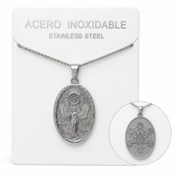 Collar Arcángel Metatrón de Acero Inoxidable Plateado
