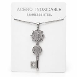Collar Llave de San Benito de Acero Inoxidable Plateado