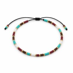 Pulsera Ajustable de Cuentas Multicolor con Cordón Negro