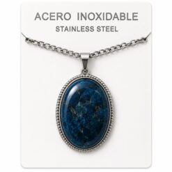 Collar Ovalado de Acero Inoxidable plateado con Apatita