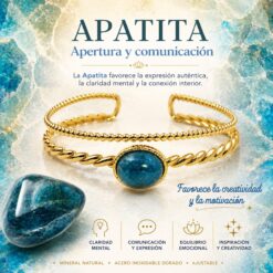 Brazalete de Apatita de Acero Inoxidable Dorado