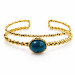 Alternative view of Brazalete de Apatita de Acero Inoxidable Dorado