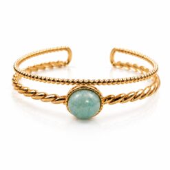Alternative view of Brazalete de Amazonita de Acero Inoxidable Dorado