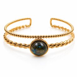 Alternative view of Brazalete de Labradorita de Acero Inoxidable Dorado