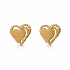 Pendientes Corazón de Acero Inoxidable Dorado
