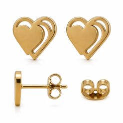 Alternative view of Pendientes Corazón de Acero Inoxidable Dorado
