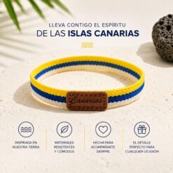 Pack 6 Pulseras Bandera Canarias Cuero estrecha