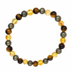 Pulsera Mineral de Citrino, Ojo de Tigre y Pirita 6 mm
