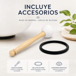 Cuenco Tibetano de Cuarzo Blanco de 10 Pulgadas con Baqueta - Imagen 3