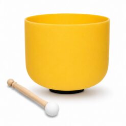Cuenco Tibetano de Cuarzo Amarillo 10" Nota Mi Chakra Plexo Solar con Baqueta