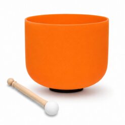Cuenco Tibetano de Cuarzo Naranja 10" Nota Re Chakra Sacro con Baqueta