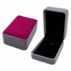 Caja Grande para Joyas Gris y Rosa con Interior Negro para Colgantes