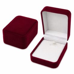 Caja para Joyas de Terciopelo Rojo Vino con Interior Blanco para Colgantes