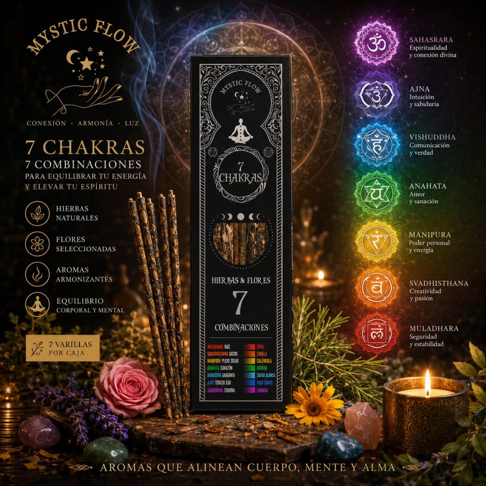 Incienso 7 Chackras 7 Hierbas & Flores Mystic Flow