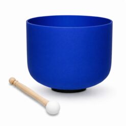 Cuenco Tibetano de Cuarzo Azul 10" Nota Mi Chakra Plexo Solar con Baqueta