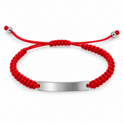 Pulsera Tejida Roja Placa Identificativa – Ajustable