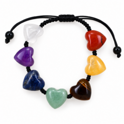 Pulsera Macramé 7 Corazones de Minerales Naturales 7 Chakras – Ajustable - 8