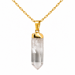 Colgante Punta de Cuarzo Cristal Natural con Cadena Dorada - 5