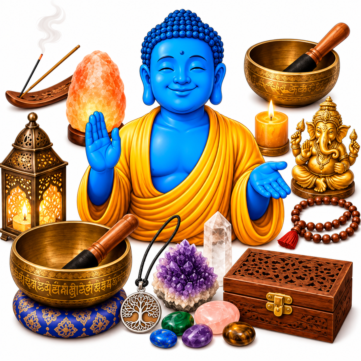 Inciensos, minerales y Palo Santo Buda Azul