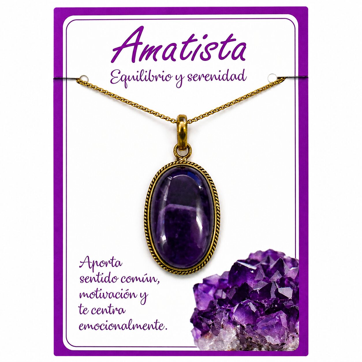 Colgante de Amatista Natural Engarzado en Cobre + Zinc – Formas Variadas – 1 Unidad REF. 7 - Imagen 3