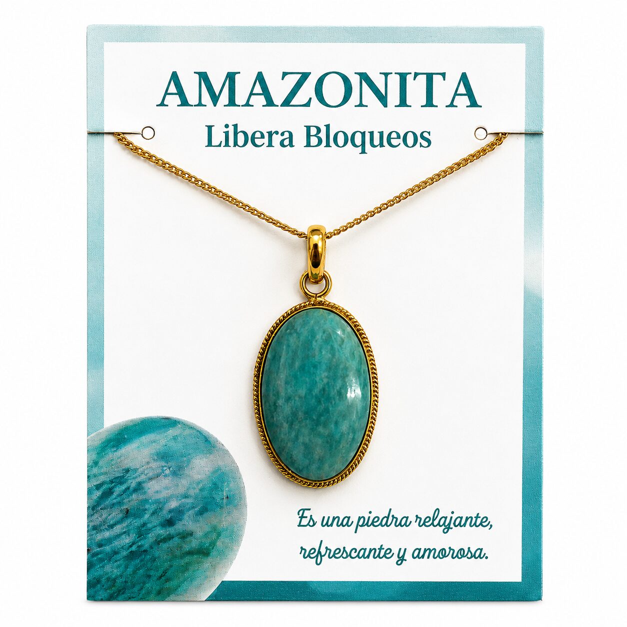 Colgante de Amazonita Natural Engarzado en Cobre + Zinc – Formas Variadas - Una unidad REF. 7 - Imagen 3
