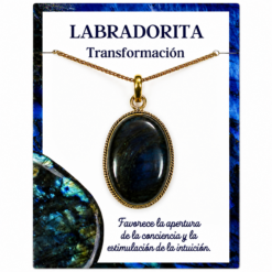Colgante de Labradorita Natural Engarzado en Cobre + Zinc – Formas Variadas – 1 Unidad REF. 7 - Imagen 3