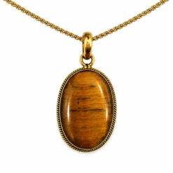 Colgante de Ojo de Tigre Natural Engarzado en Cobre + Zinc – Formas Variadas – 1 Unidad REF. 7