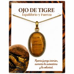 Colgante de Ojo de Tigre Natural Engarzado en Cobre + Zinc – Formas Variadas – 1 Unidad REF. 7 - Imagen 3