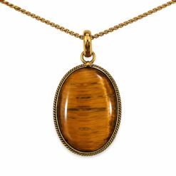Colgante de Ojo de Tigre Natural Engarzado en Cobre + Zinc – Formas Variadas – 1 Unidad REF. 8