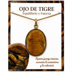Colgante de Ojo de Tigre Natural Engarzado en Cobre + Zinc – Formas Variadas – 1 Unidad REF. 8 - Imagen 3